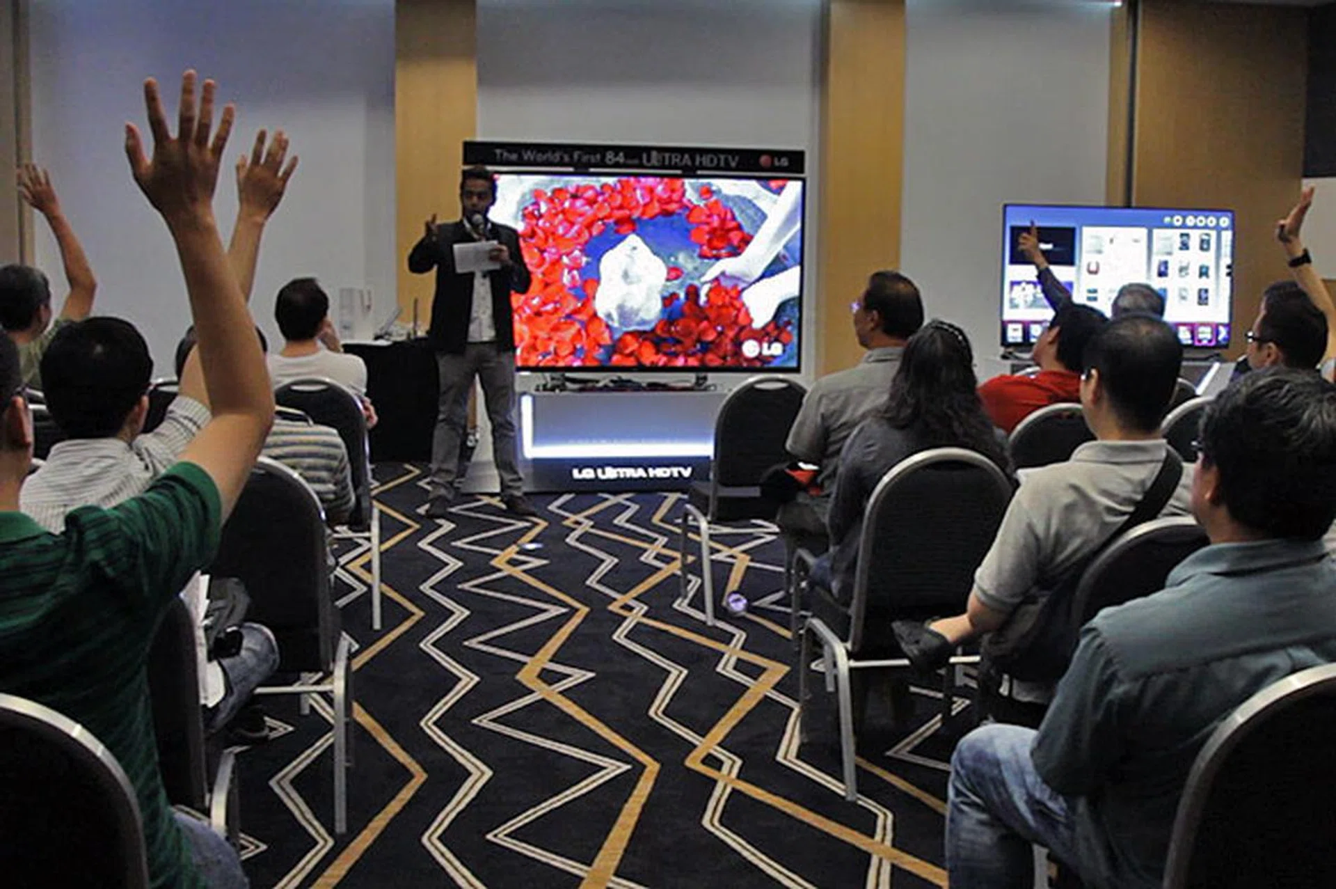 First to answer correctly wins! Our emcee, Mr. Jackie, had a hard time spotting whose hand went up first.