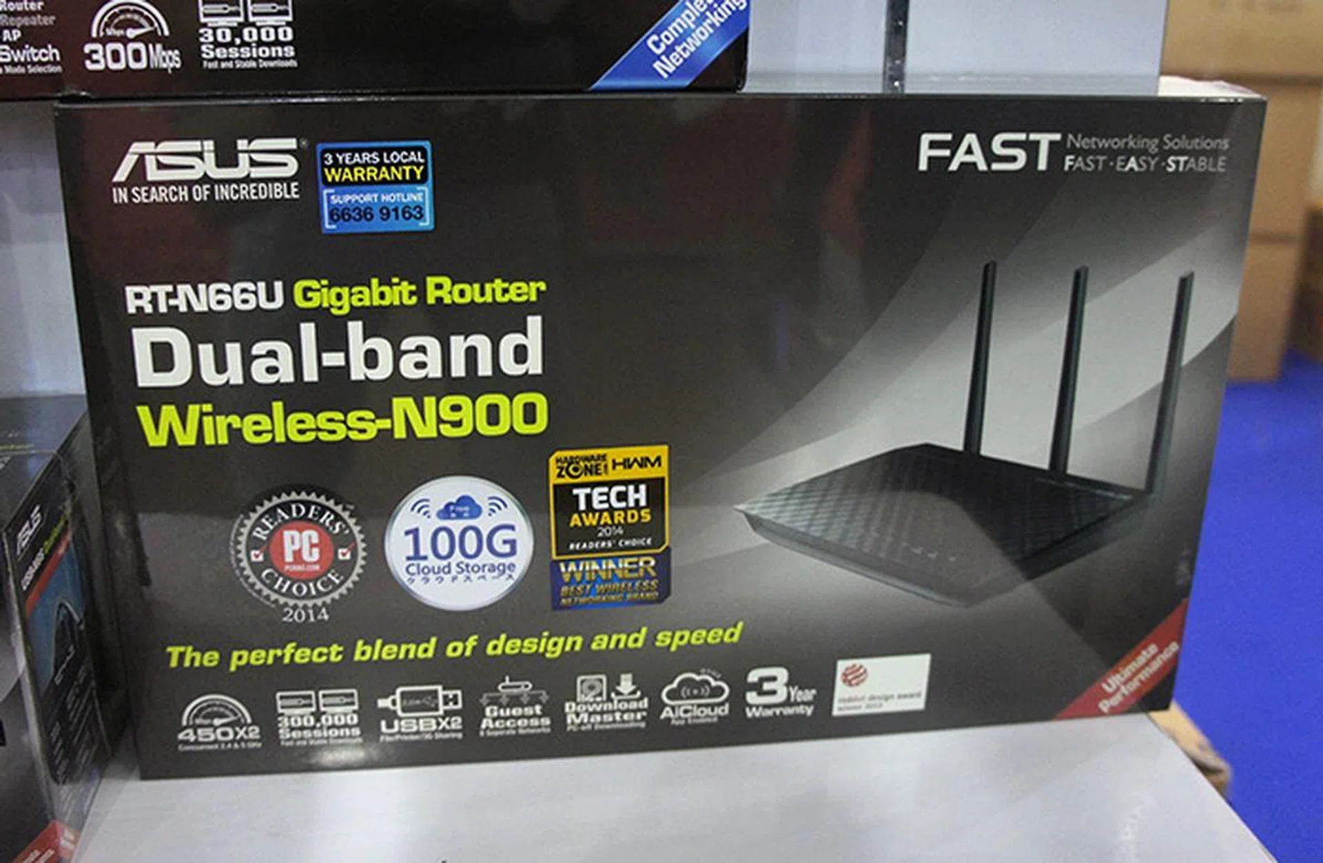 If you think you can do without Wireless-AC, the RT-N66U is a high-end Wireless-N router that offers up to 900Mbps on its dual frequency bands. It is going for $199 and comes with a free 16GB USB flash drive and McAfee Internet Security software.