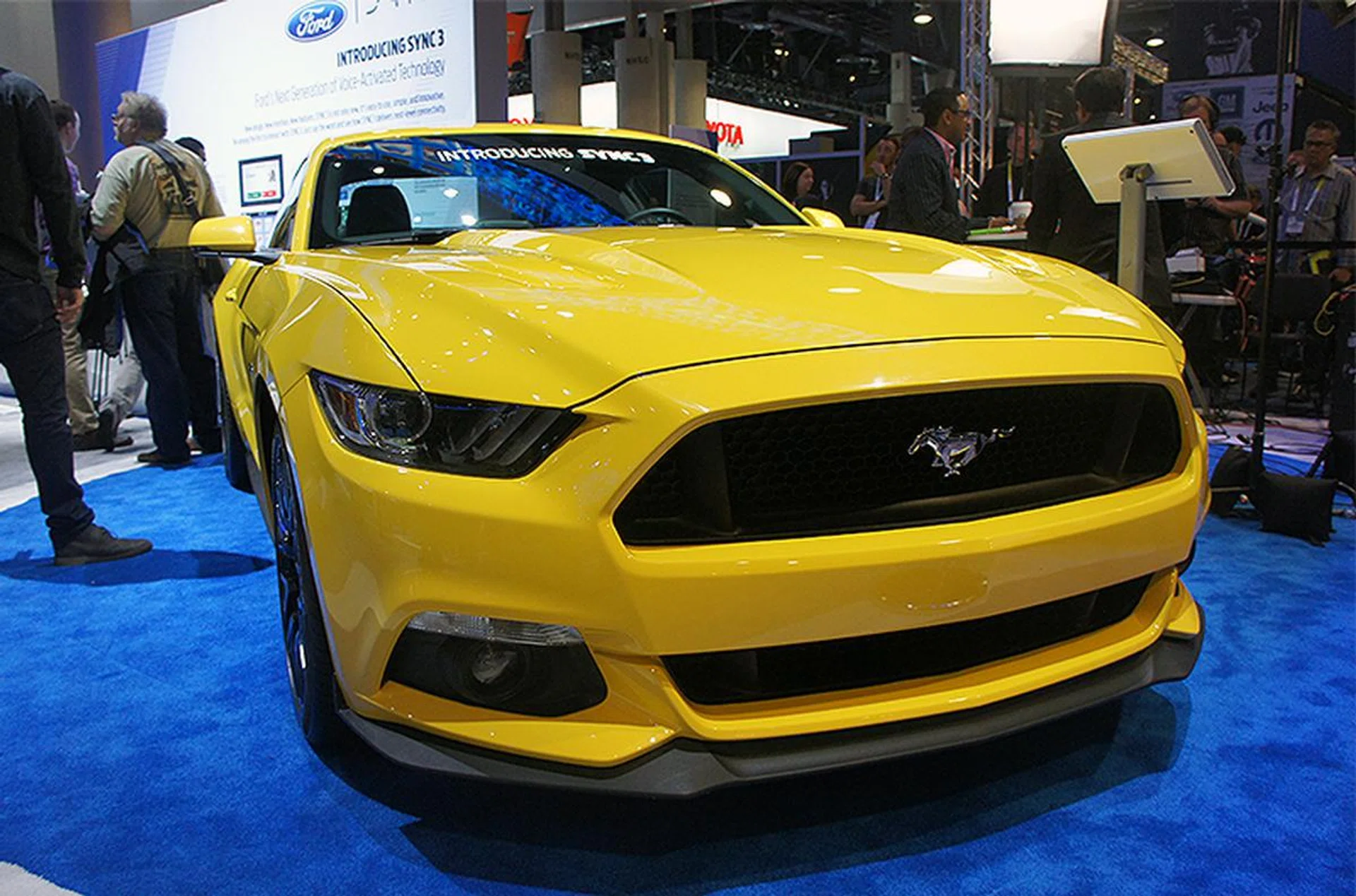 American muscle! More importantly, Ford is showing off its new Sync 3 in-car infotainment software, which, like a smartphone or tablet, can receive software updates over Wi-Fi.