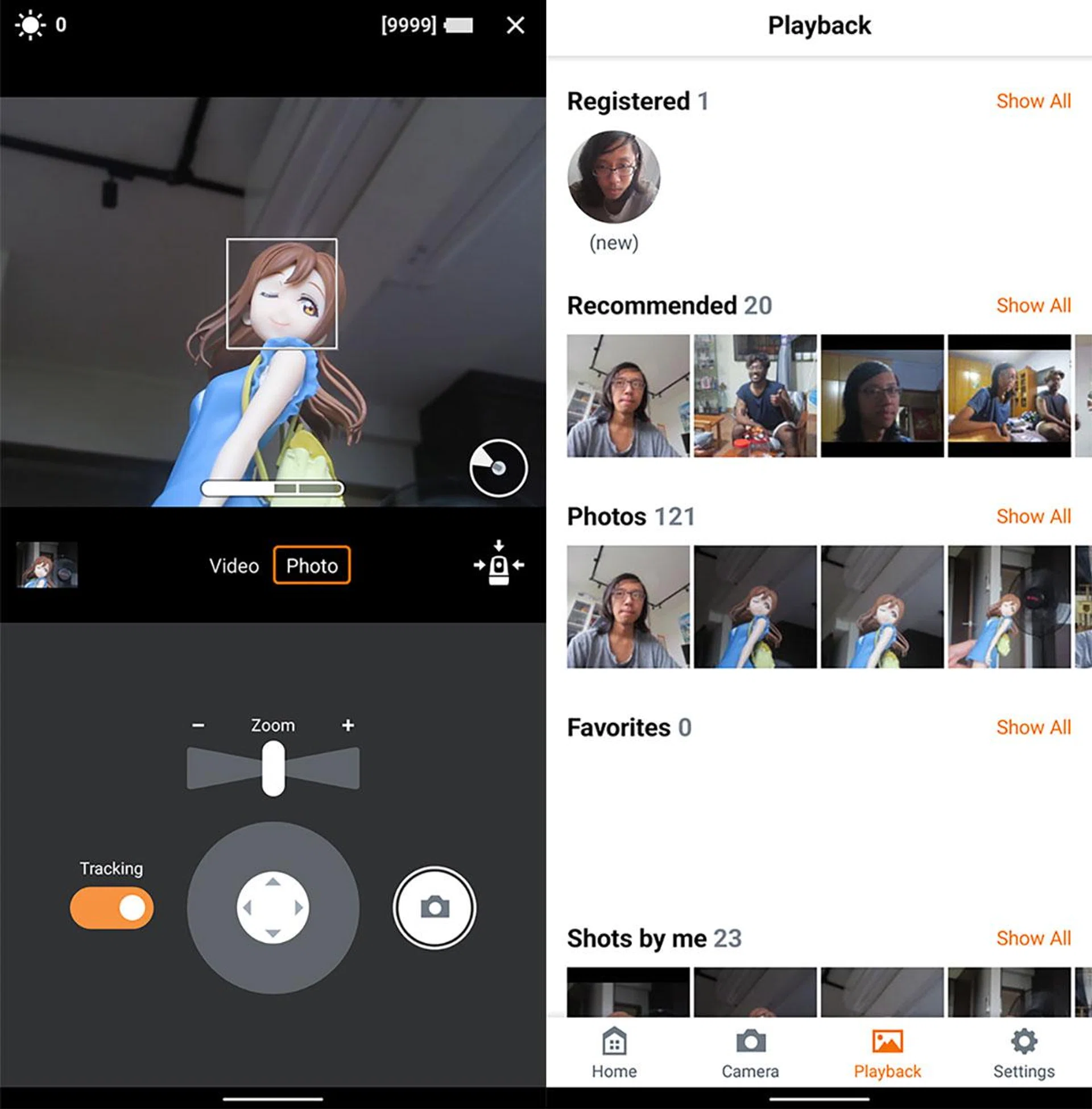 The app's viewfinder and gallery. What you see in the viewfinder is what you get.