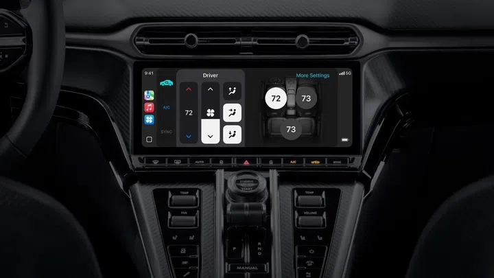 CarPlay Ultra will take over all screens in the car and handle functionality like climate control. Photo: Apple
