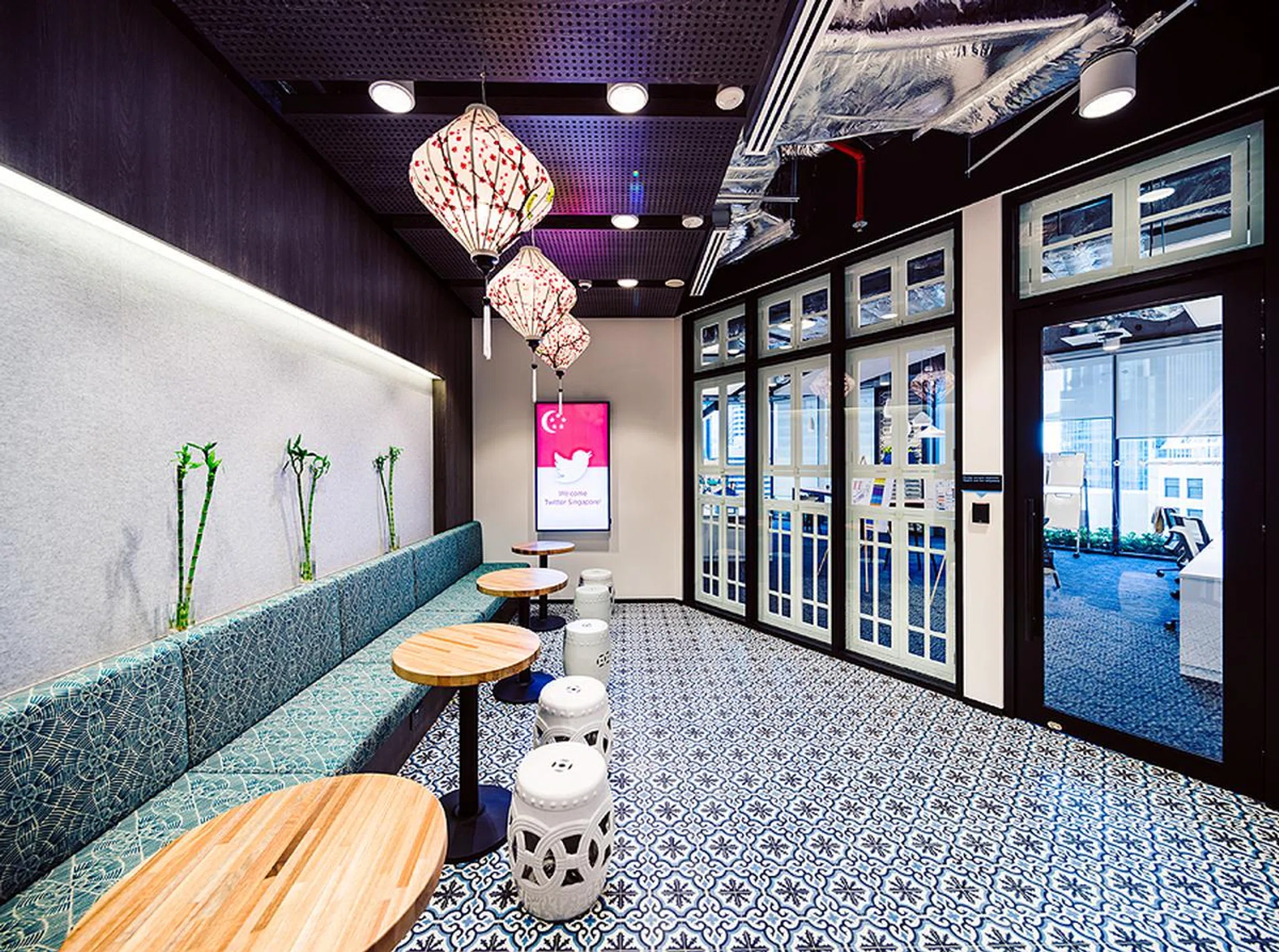 The 20+ informal meeting spaces are decorated differently, each with its own cultural touch that's unique to Singapore.