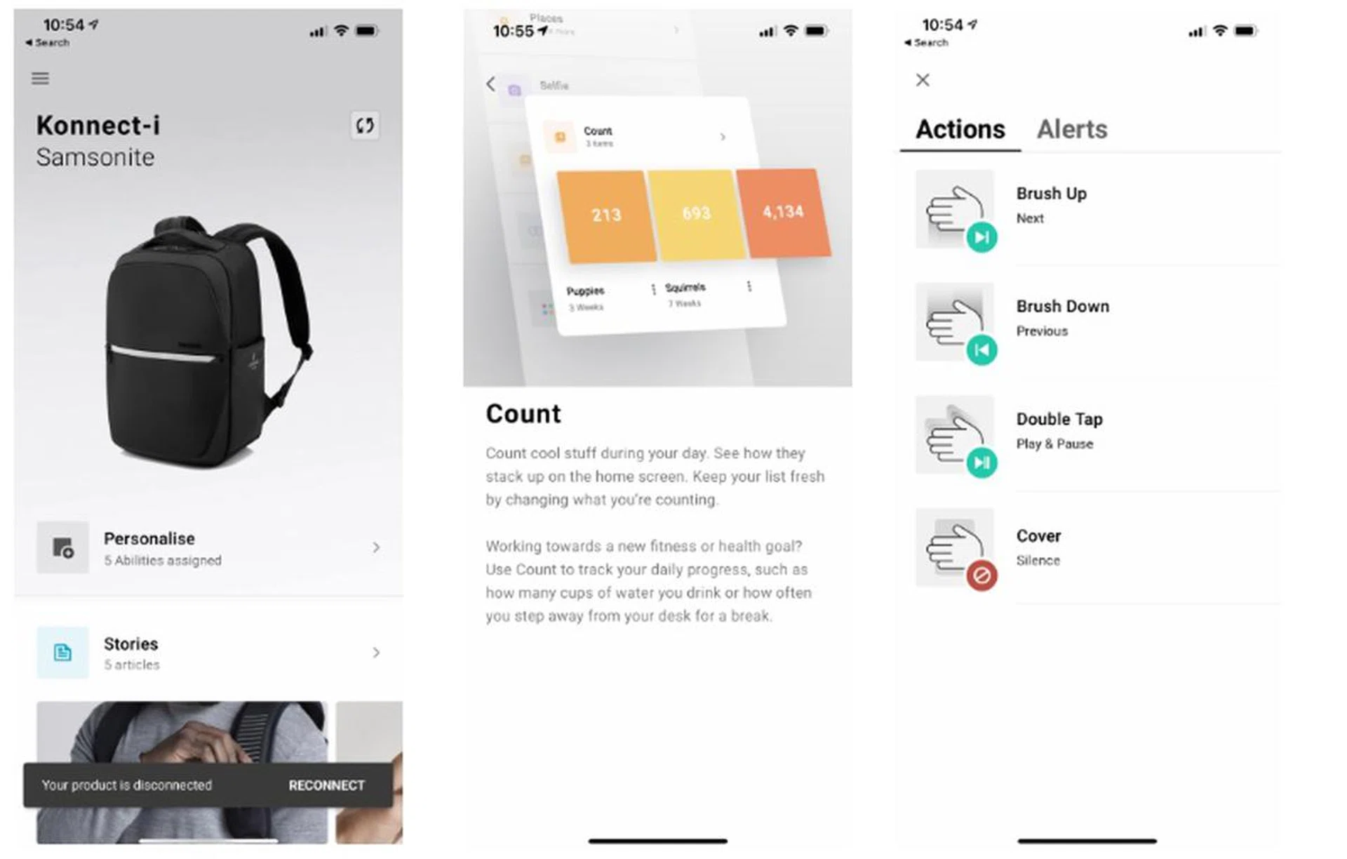 Some of the actions the app can do. 