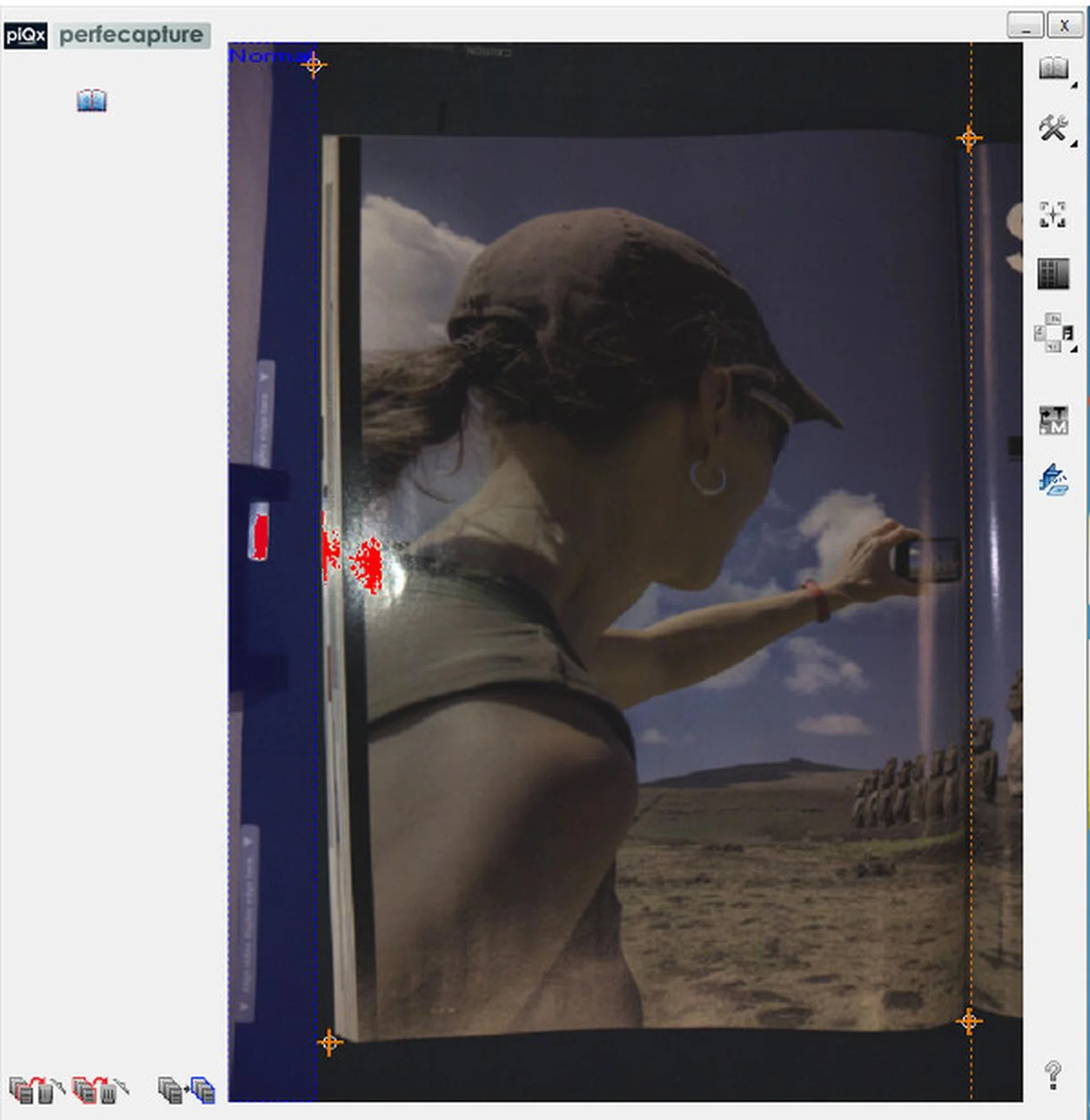 The software preview screen has two borders for you to position your document/magazine/book. This means every time you flip a page or place a new document, you will need to adjust the document to get the best scanning position. 