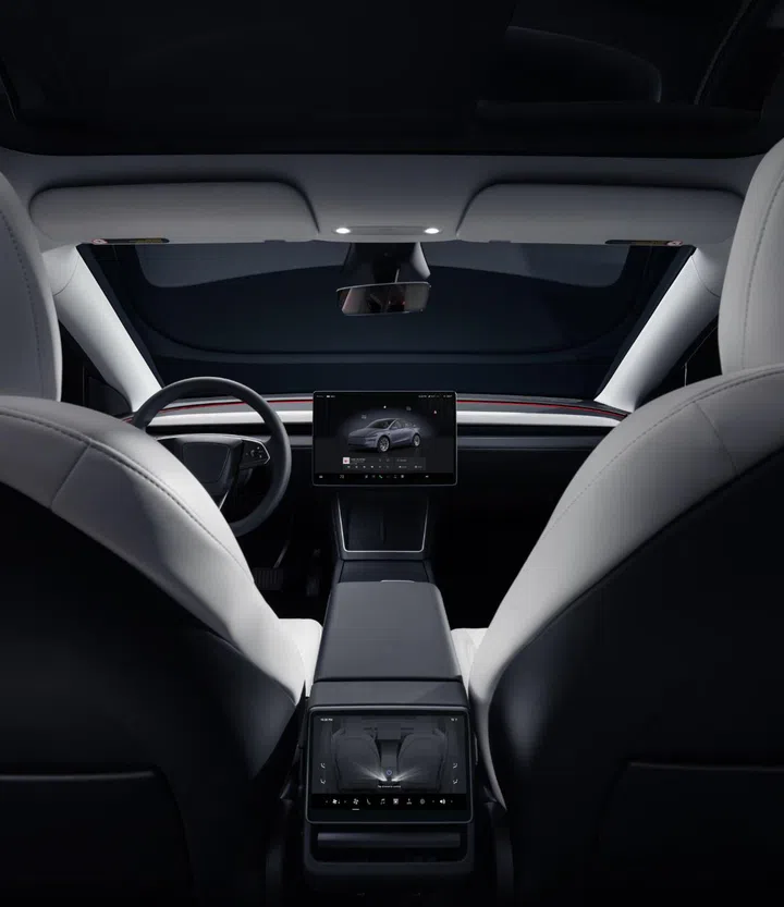 Rear passengers now get an 8-inch touchscreen display to control their climate zone. Photo: Tesla