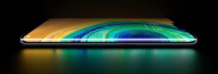 The Mate 30 Pro's Horizon Display is curved 88 degrees, almost to the back. Source: Huawei