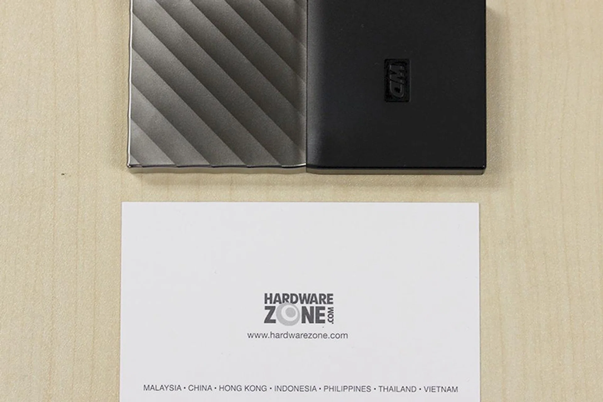 The WD My Passport SSD is about the size of a typical name card.