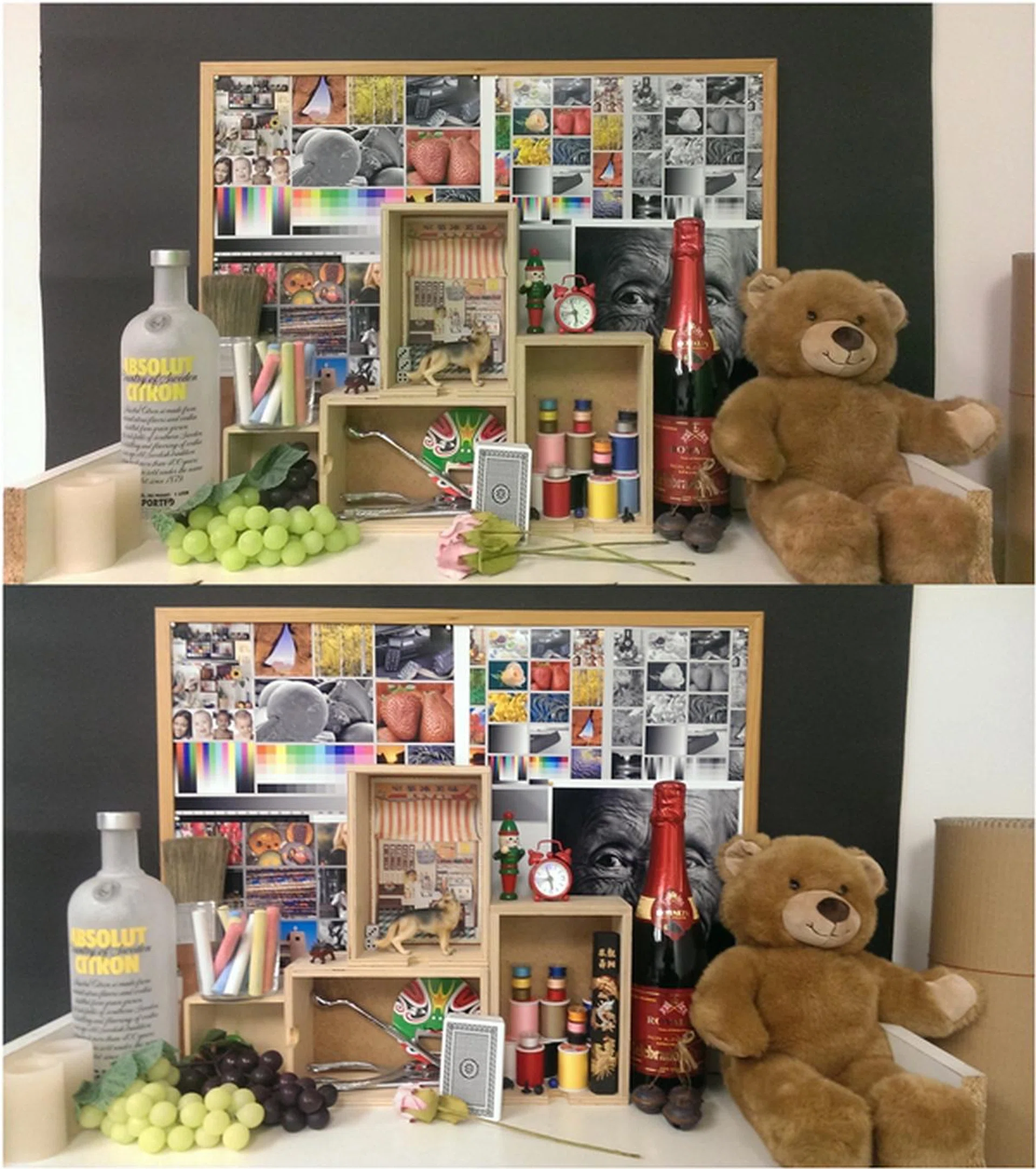 Top: Image taken by the HTC Butterfly. <br> Bottom: Image taken by the HTC Butterfly S.