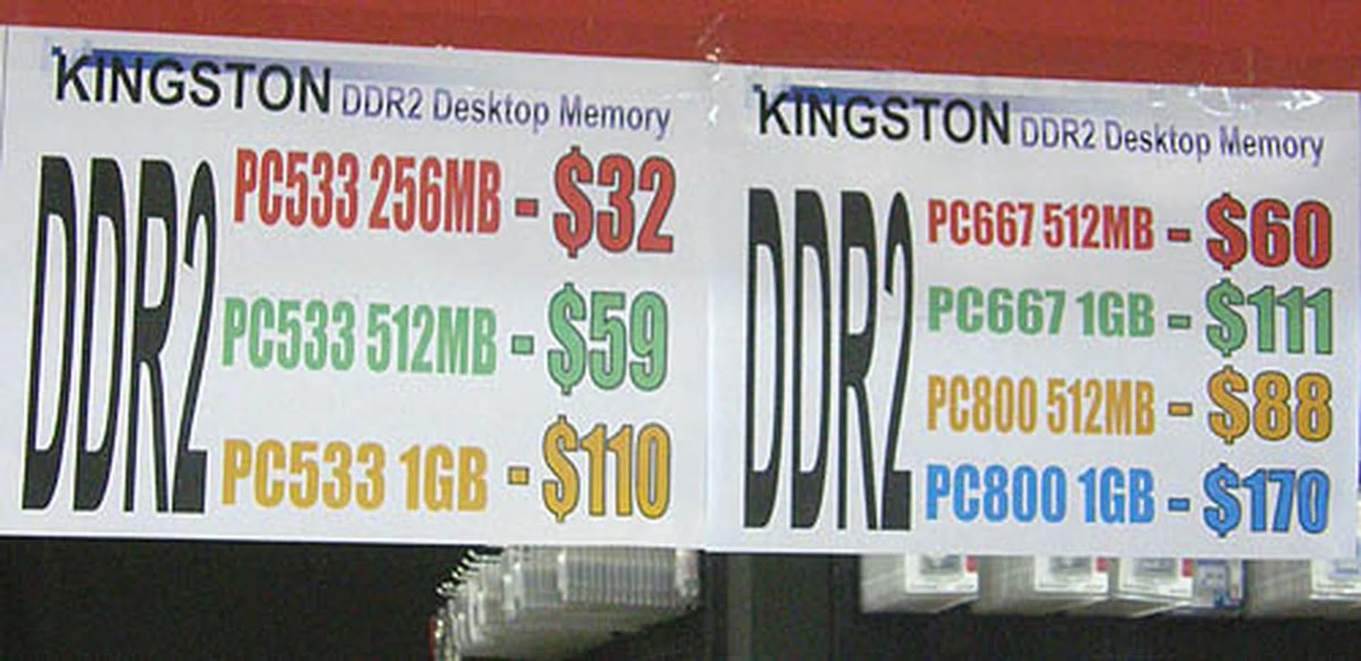  The price difference between PC533 and PC667 DDR2 RAM is just a dollar. It's obvious which is our choice then.  