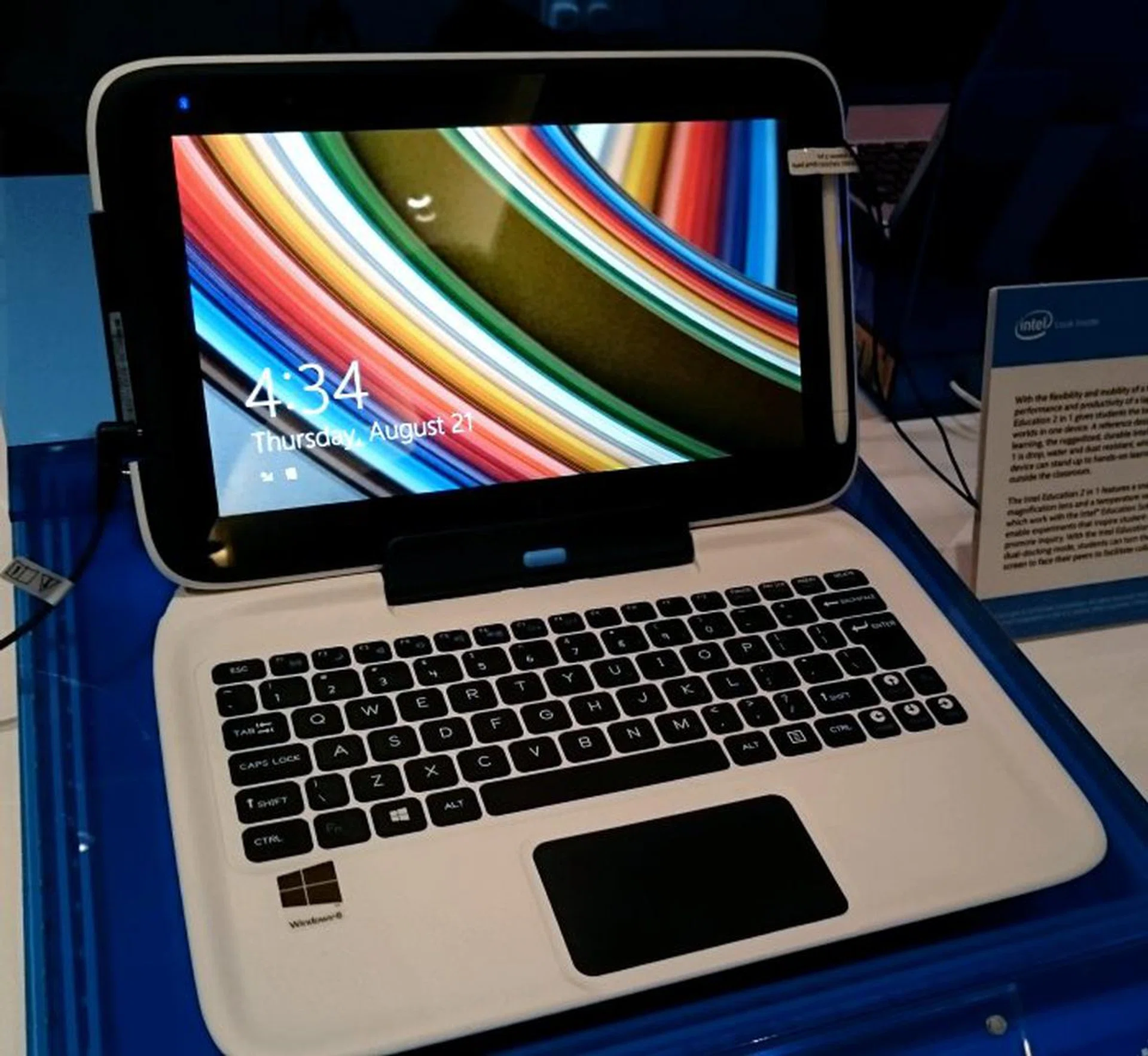 The Windows 8.1-powered Classmate PC is a 10-inch tablet with a removable keyboard dock powered by an Intel Celeron N2806 processor.