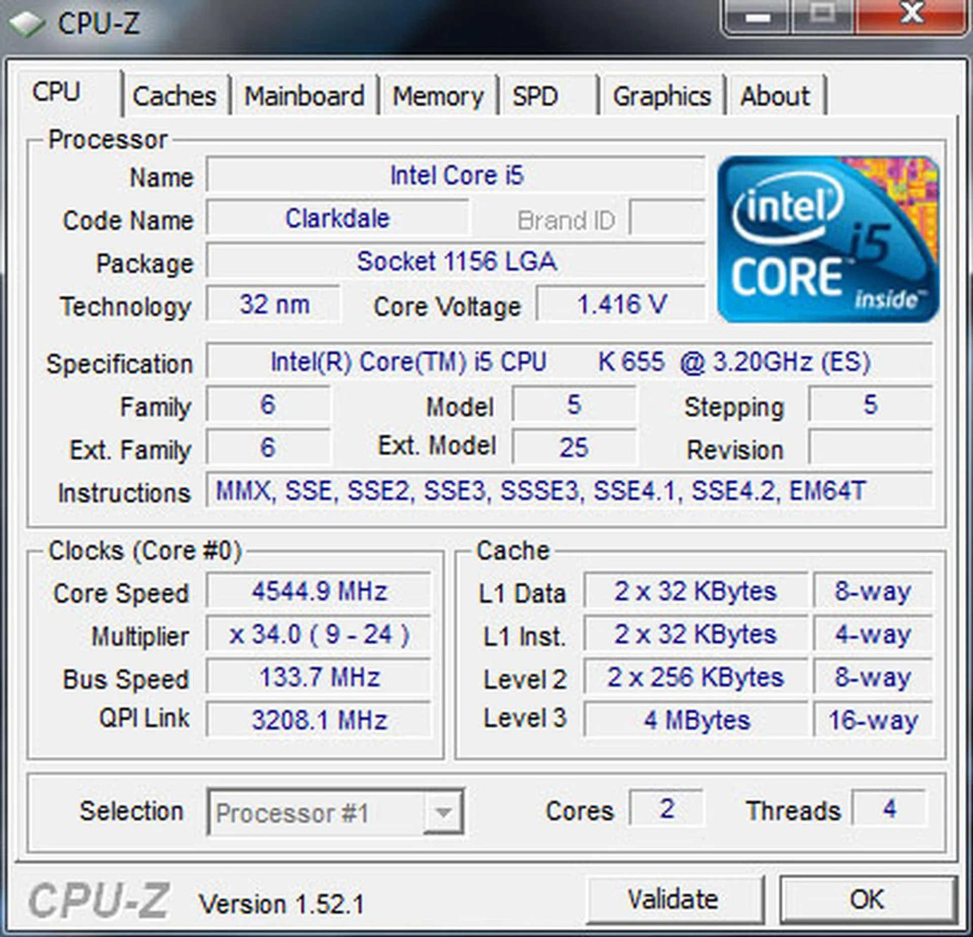 The maximum overclock (multiplier only) on the Core i5-655K.