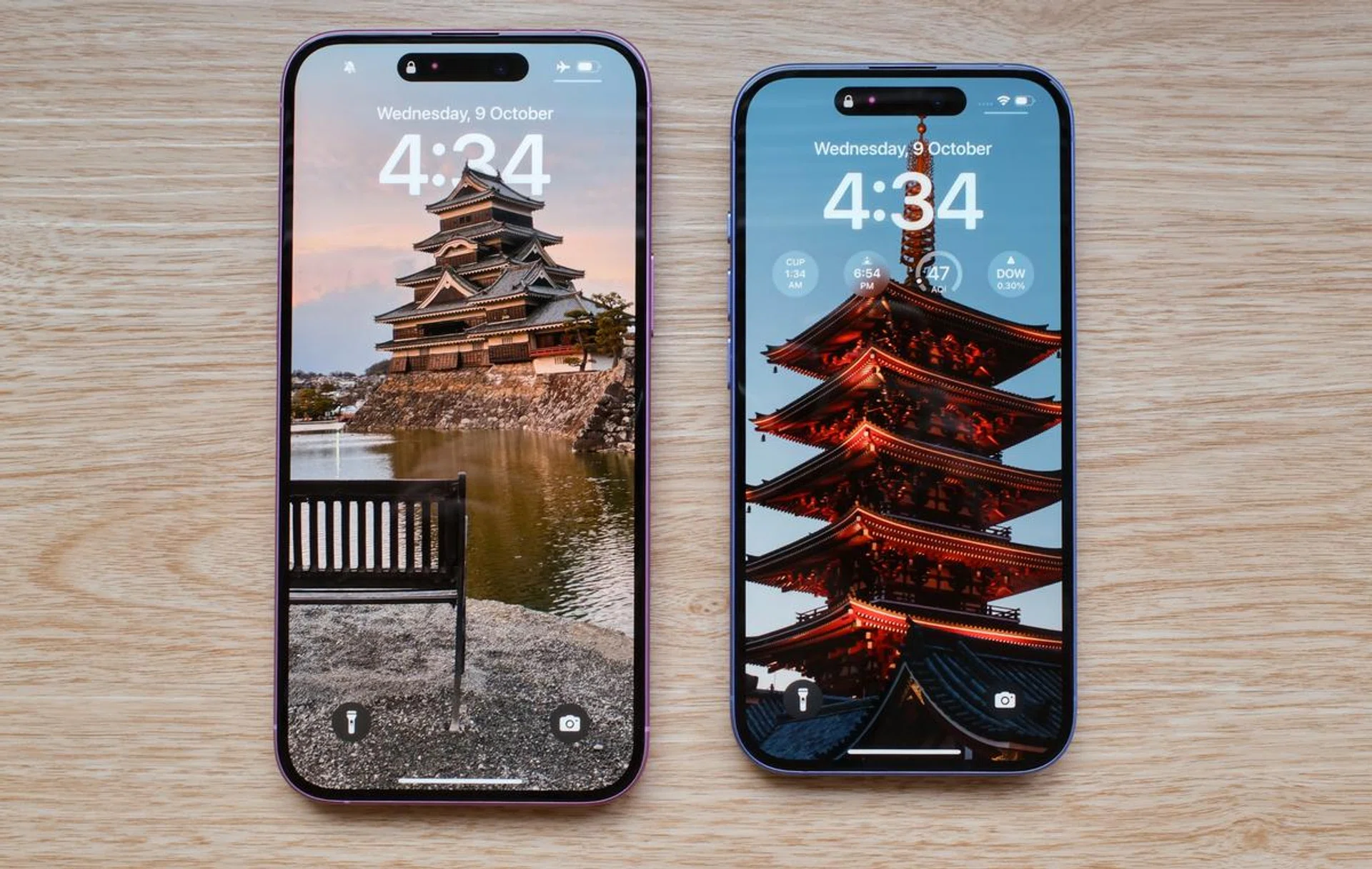 Screen sizes are unchanged. iPhone 16 Plus on the left, iPhone 16 on the right. Photo: HWZ