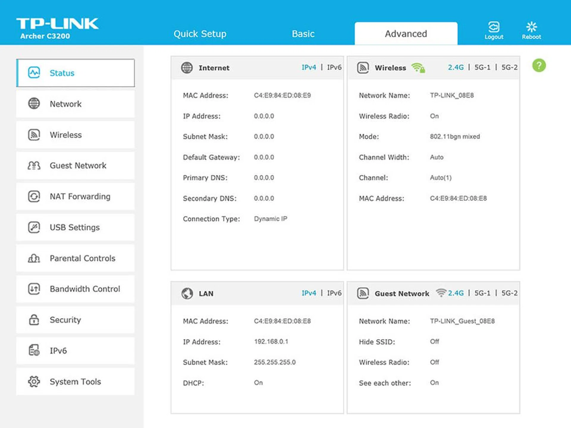The Advanced settings menus have more options. But overall, the Archer C3200 is a little light on features when compared to its rivals.