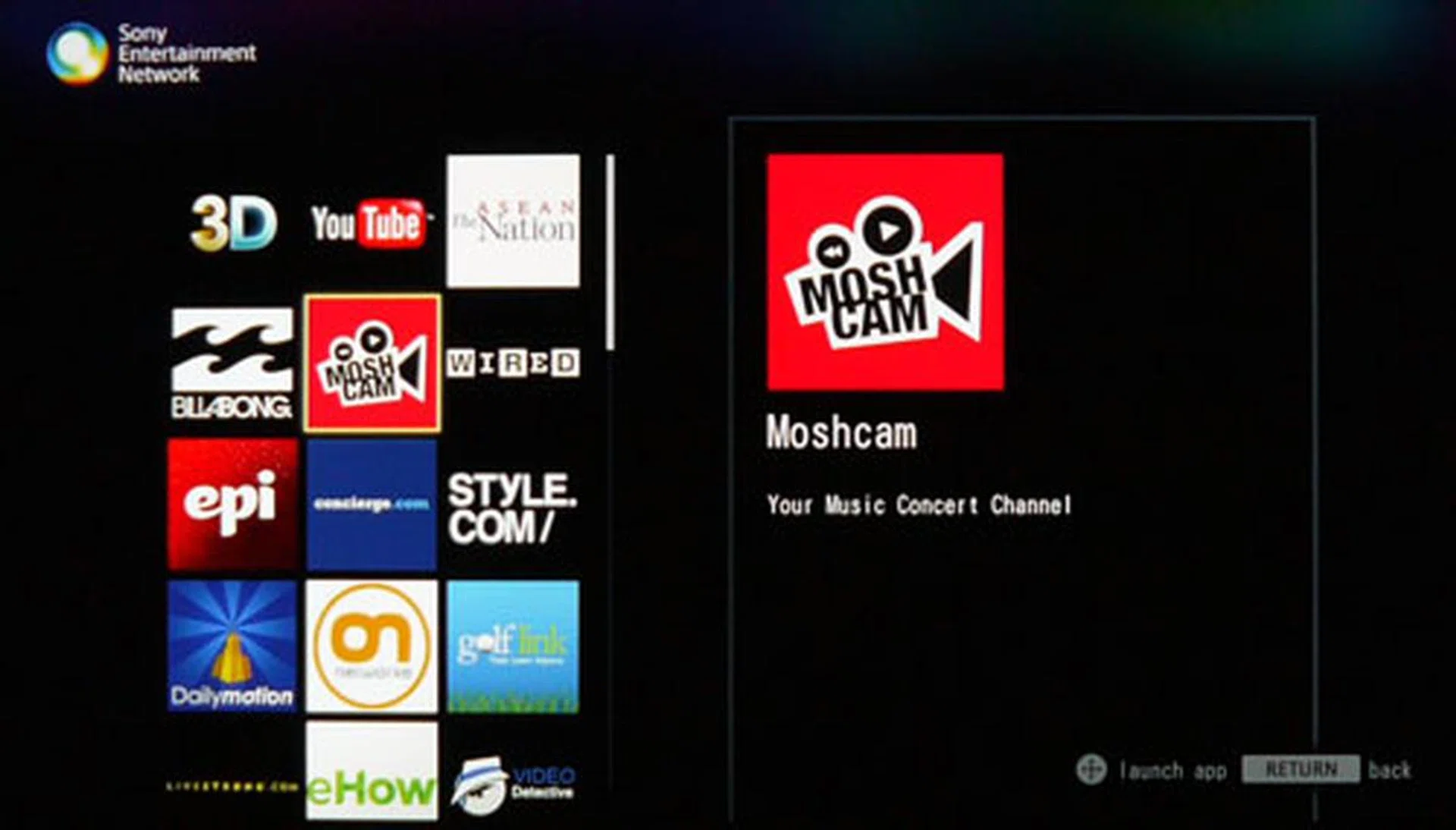 Although Sony has not beefed up their video streaming selection by much, there are some gems tucked within, like Moshcam for example with its wide compilation of music videos. 