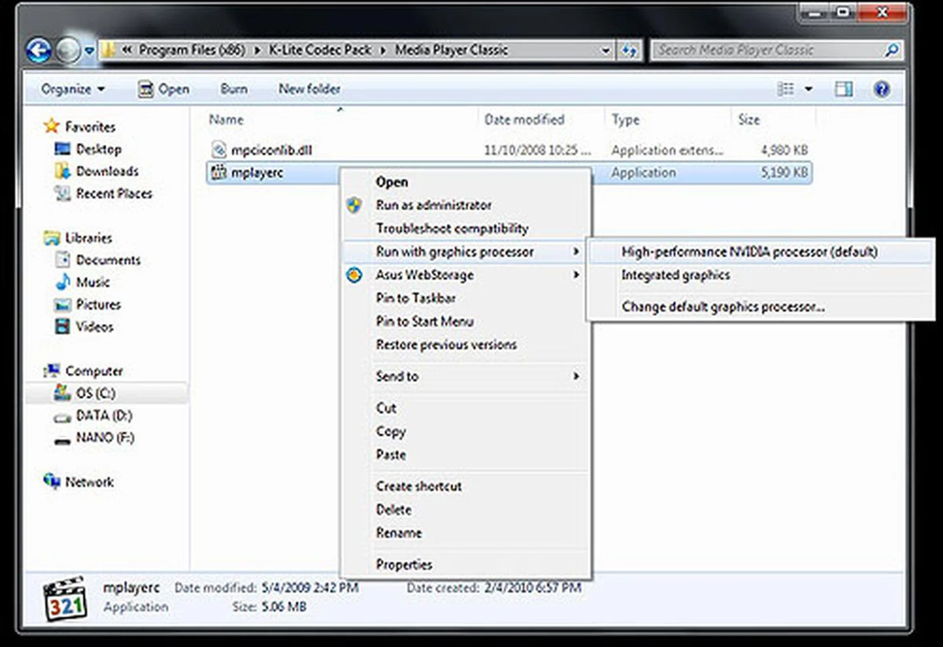 In fact, you can even add the choice of integrated or discrete to your context menu by enabling it in the NVIDIA Control Panel. After which you can simply right-click an application and decide which GPU to run it with, integrated or discrete. 