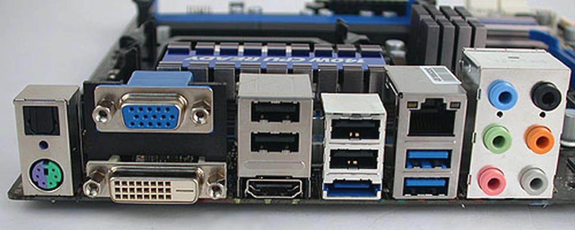 It may be mATX sized, but this MSI board has a set of rear ports similar in quantity to the Gigabyte 890GPA-UD3H. Instead of a FireWire port like the Gigabyte, MSI has opted for an eSATA port.