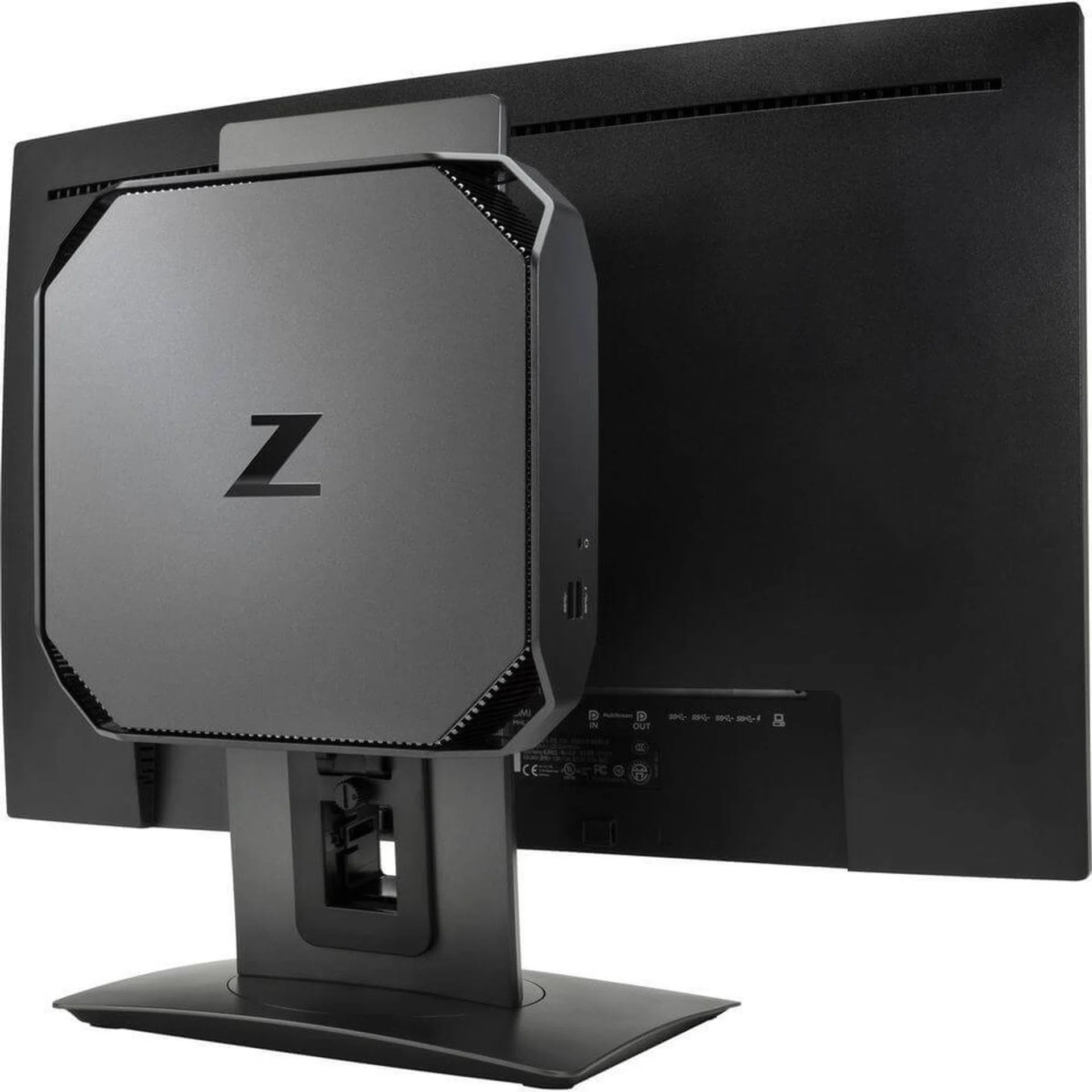 HP Z2 Mini attached to a monitor.