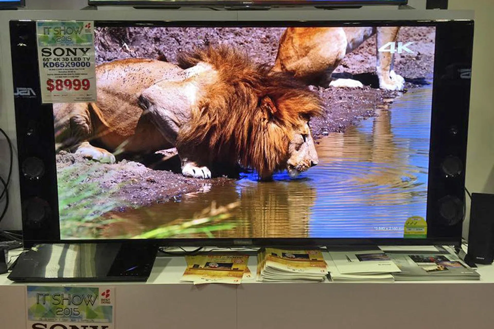 The 65-inch Sony Bravia X9000 is a high-end 4K TV with a built-in camera, Sony's magnetic fluid speaker, and Triluminos display tech. It can be had for $6,499 at the show.