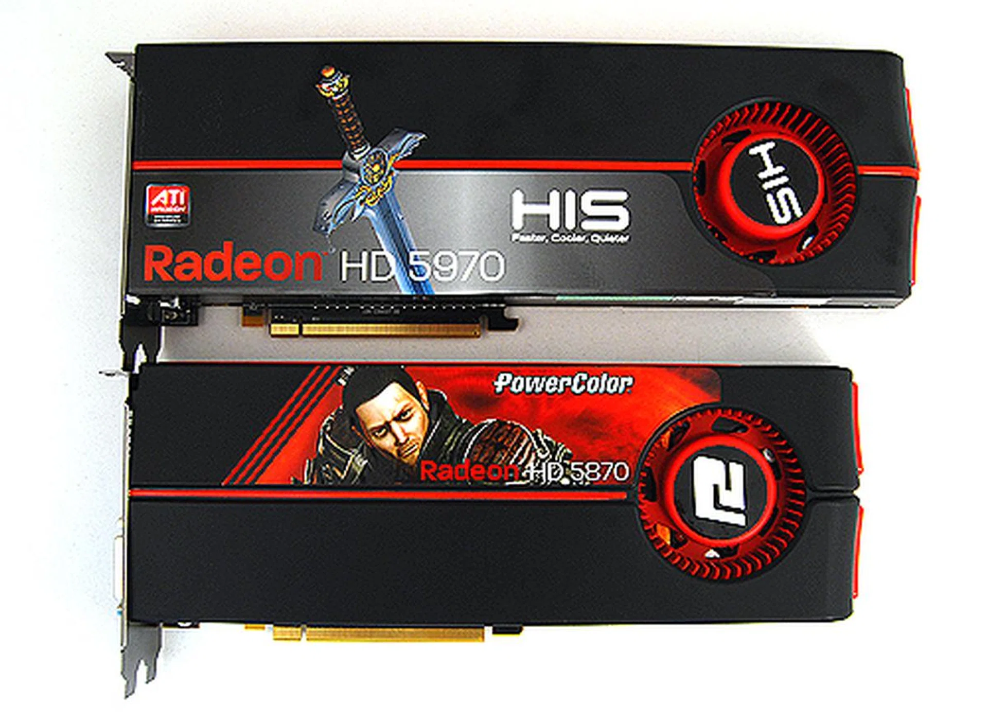 The Radeon HD 5870 is not a small card, but look at how the Radeon HD 5970 dwarfs it. 
