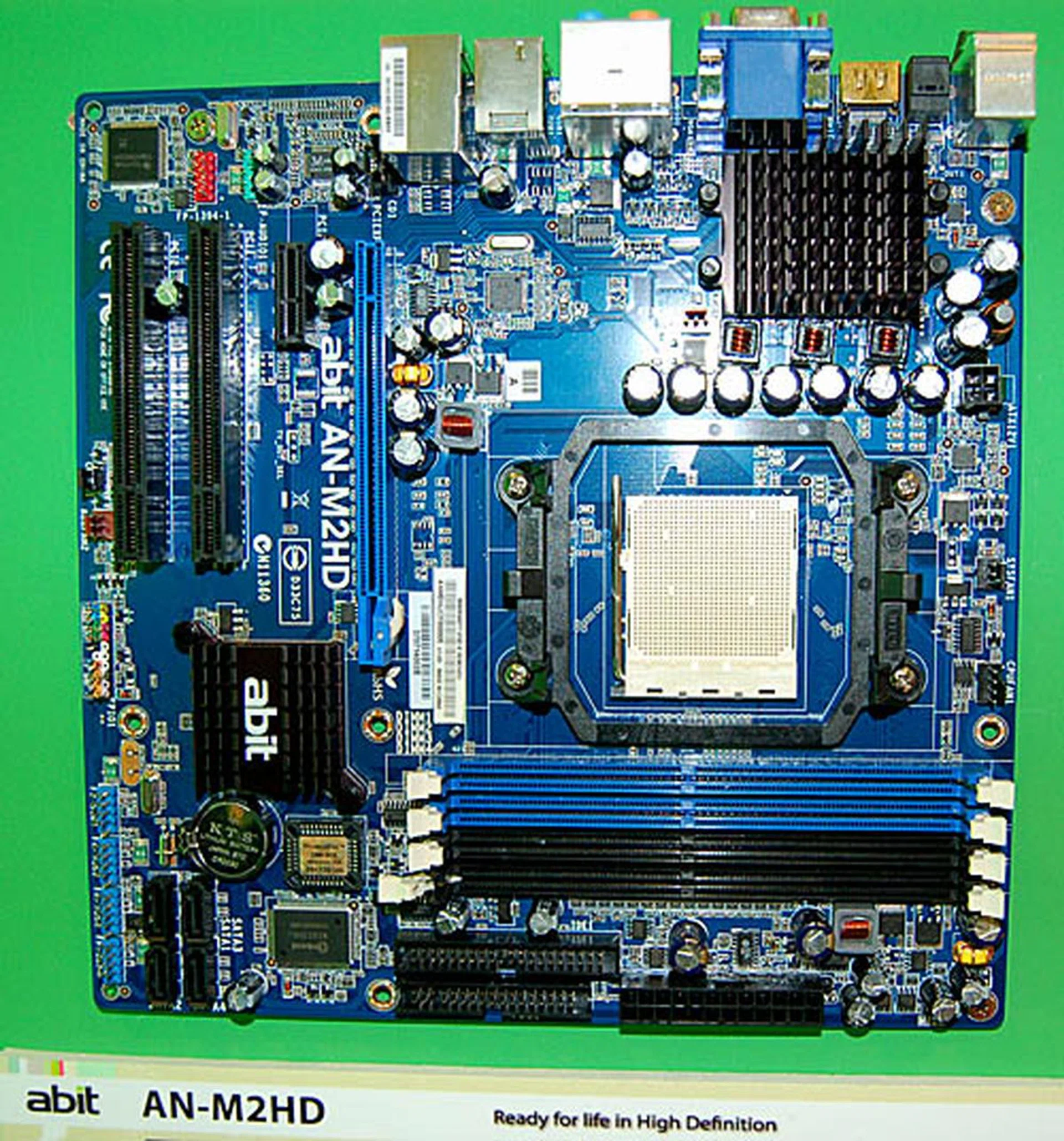  Meant for the digital home, the abit AN-M2HD motherboard uses the latest GeForce 7050PV/nForce 630a chipset. Highlights include its integrated GeForce 7 graphics, HDMI output, SPDIF and IEEE1394 outputs. Its micro-ATX form factor also appeals to its target segment.  