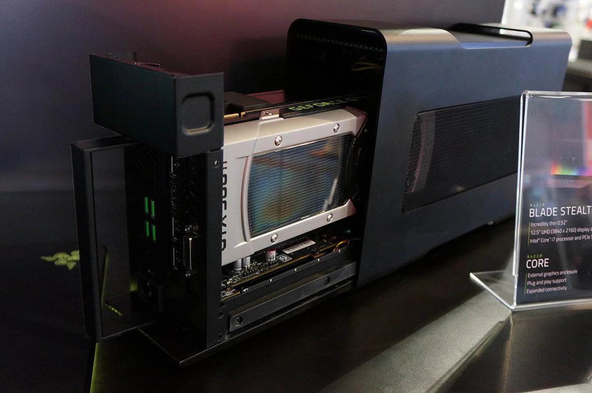 The Razer Core opened up.