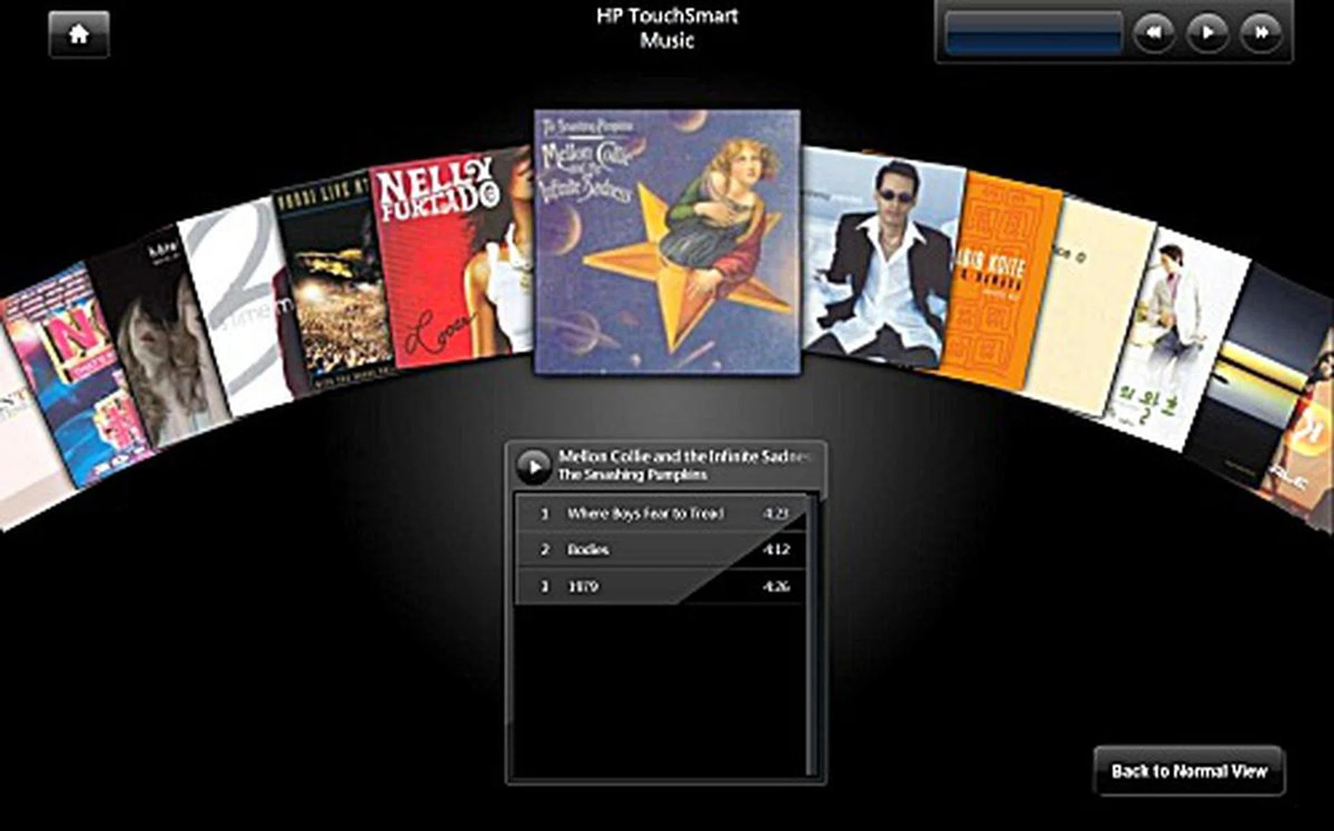 Somewhat similar to Apple's Cover Flow function, this mode allows you to scroll albums by flicking your finger from left to right and vice versa.