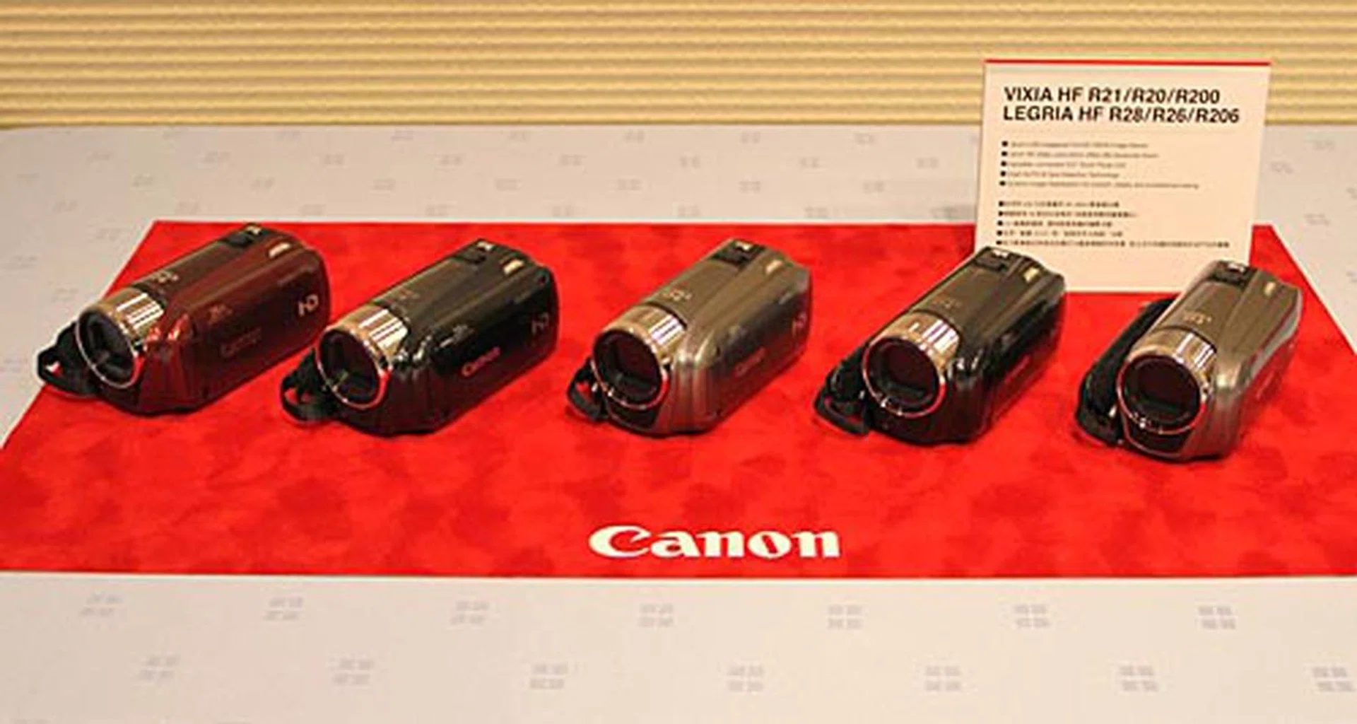 The LEGRIA HF R28 and R26 are Full HD 1920 x 1080 camcorders for the budget-conscious. Both sport 20x optical zoom, 3.28-megapixel Canon Full HD CMOS sensor, 3.0-inch touch LCD, Touch Decoration, Relay Recording, and internal HD-to-SD down-conversion. The HF R28 and R26 has 32 GB and 8GB of internal memory. The latter also comes in black, silver, and red.