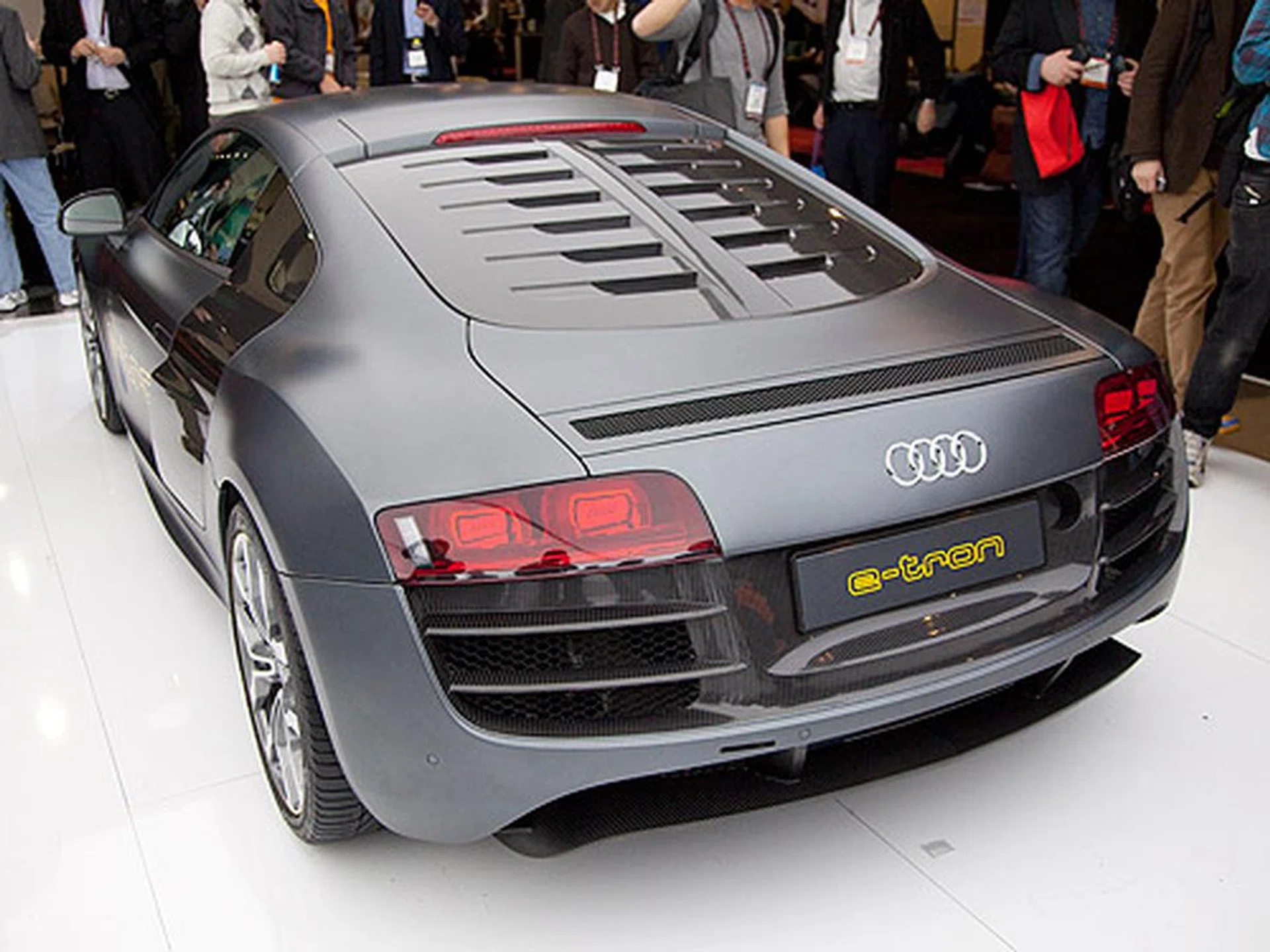 Rear view of the Audi R8 E-tron.