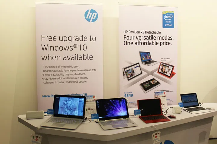 From left to right: the Envy, the Specter x360 and the Pavilion x2 (in Sunset Red and in Blizzard White). 