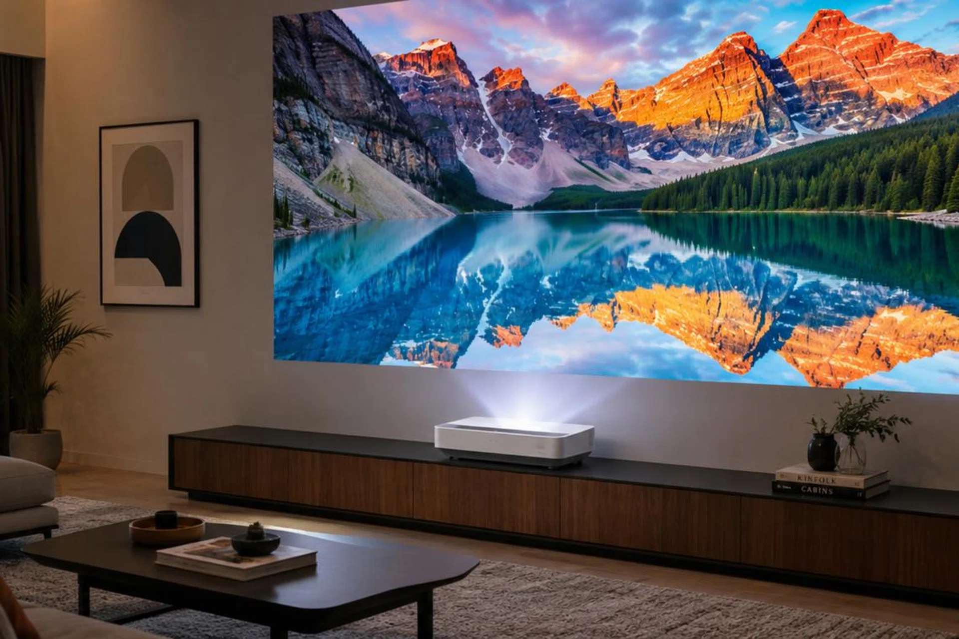 A UST projector can sit close to a wall