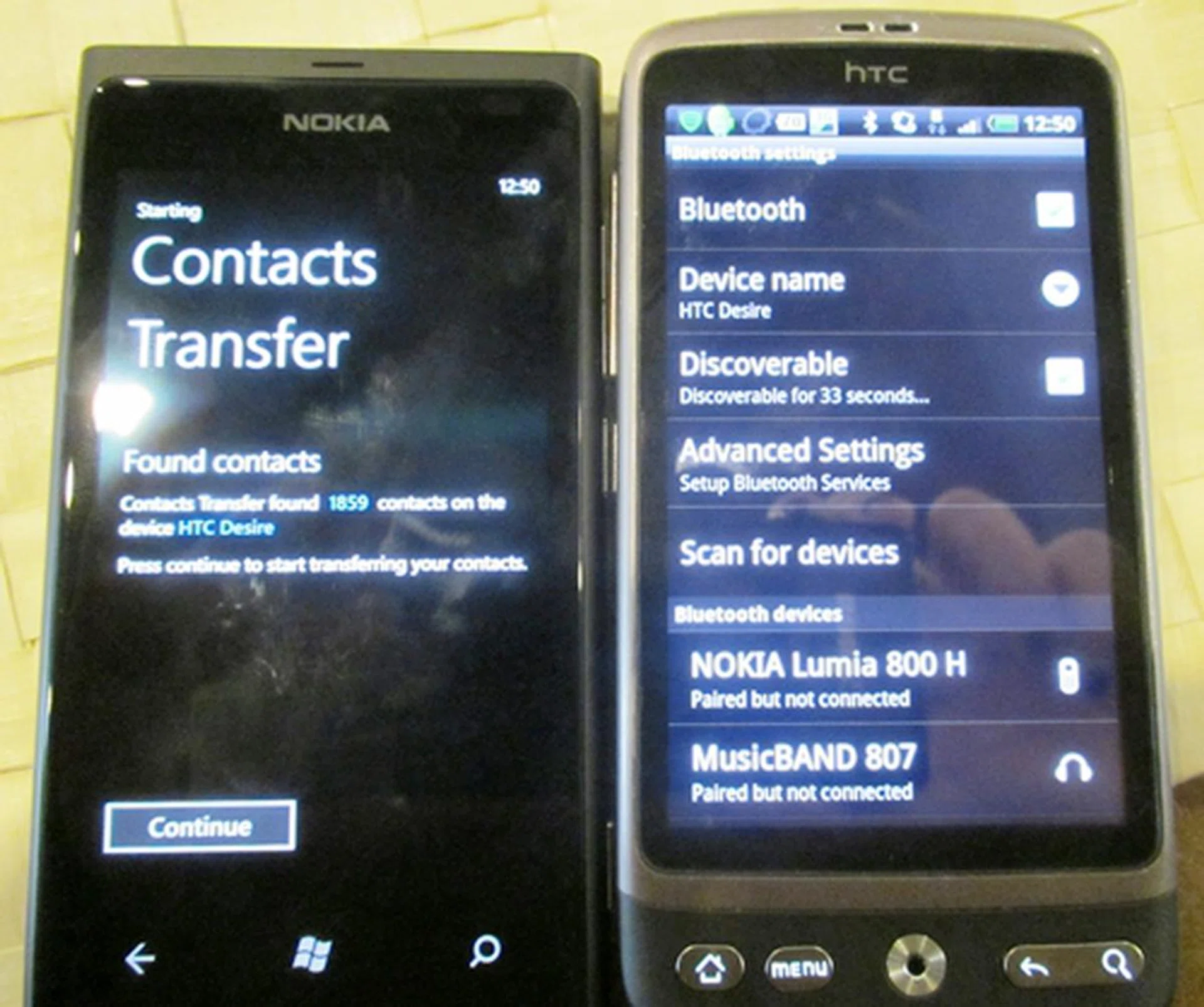 The Contact Transfers function allows for a fuss-free, one-off transfer of all your contacts via Bluetooth. The Nokia representative have tested it successfully on six Bluetooth-compliant devices so far (including the iPhone 4); trying it with our own phone (HTC Desire) yielded positive results as well... at least in terms of detecting our contacts. We'll let you know more when we get our hands on the final sets. Stay tuned!