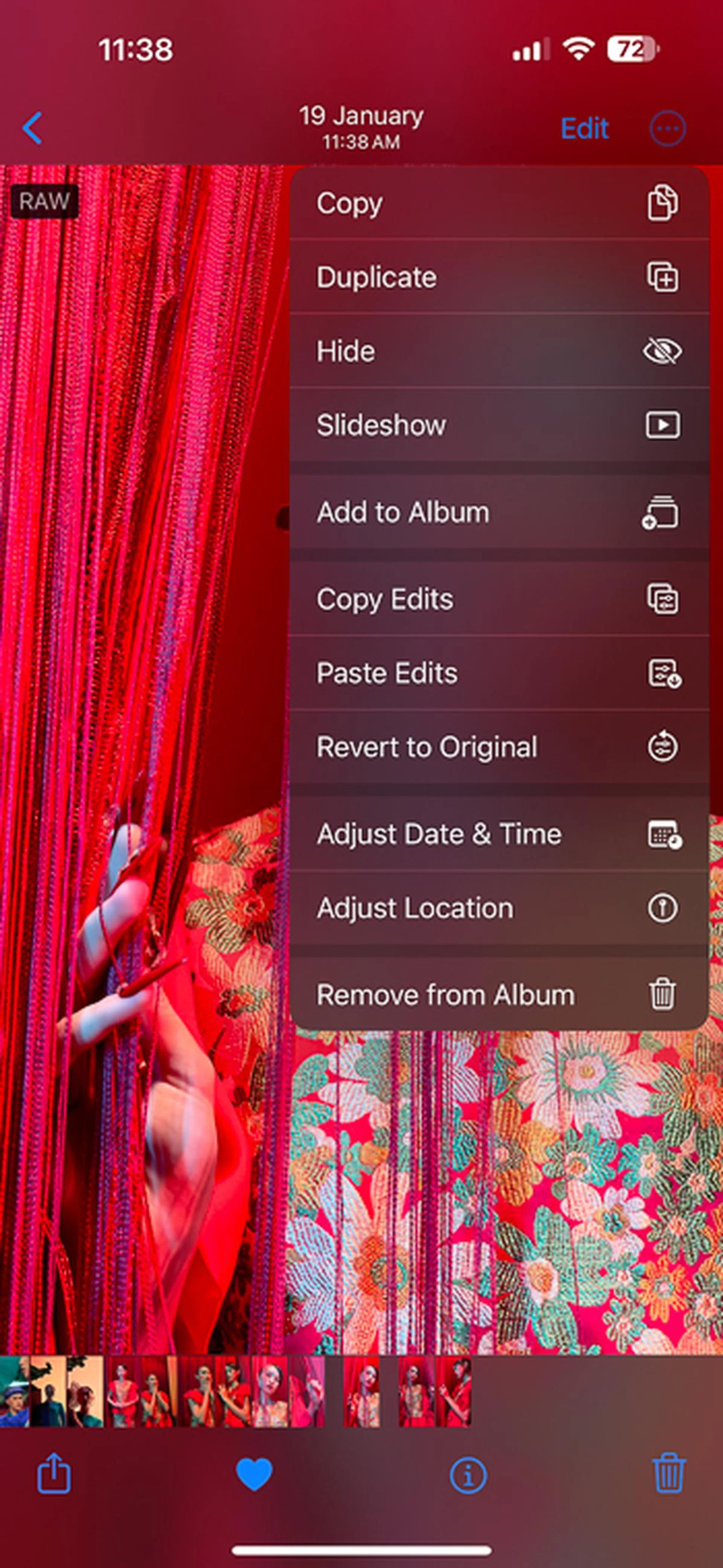 The "copy edits" button can be found in the menu.