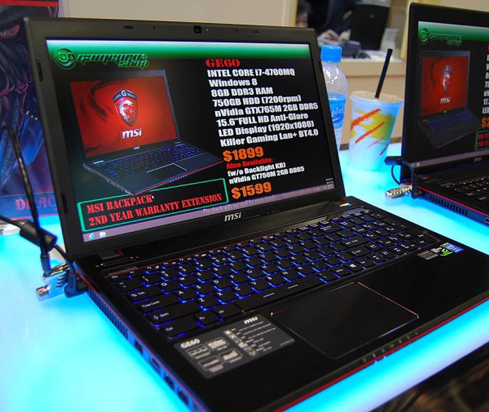 One of more value-for-money models, the MSI GE60. Specs are as listed onscreen and it goes for S$1899. If you can forego the backlit keyboard and settle for a mid-range GPU like a GeForce GT 750M, you can get the GE60 for S$1599.