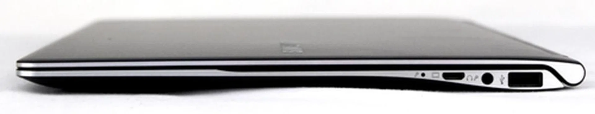 On the left profile is a Micro HDMI port, an Ethernet port (converter attachment supplied) and a USB 3.0 port. On the right there's a USB 2.0 port, and audio combo jack and a proprietary micro VGA port (converter attachment not supplied!)