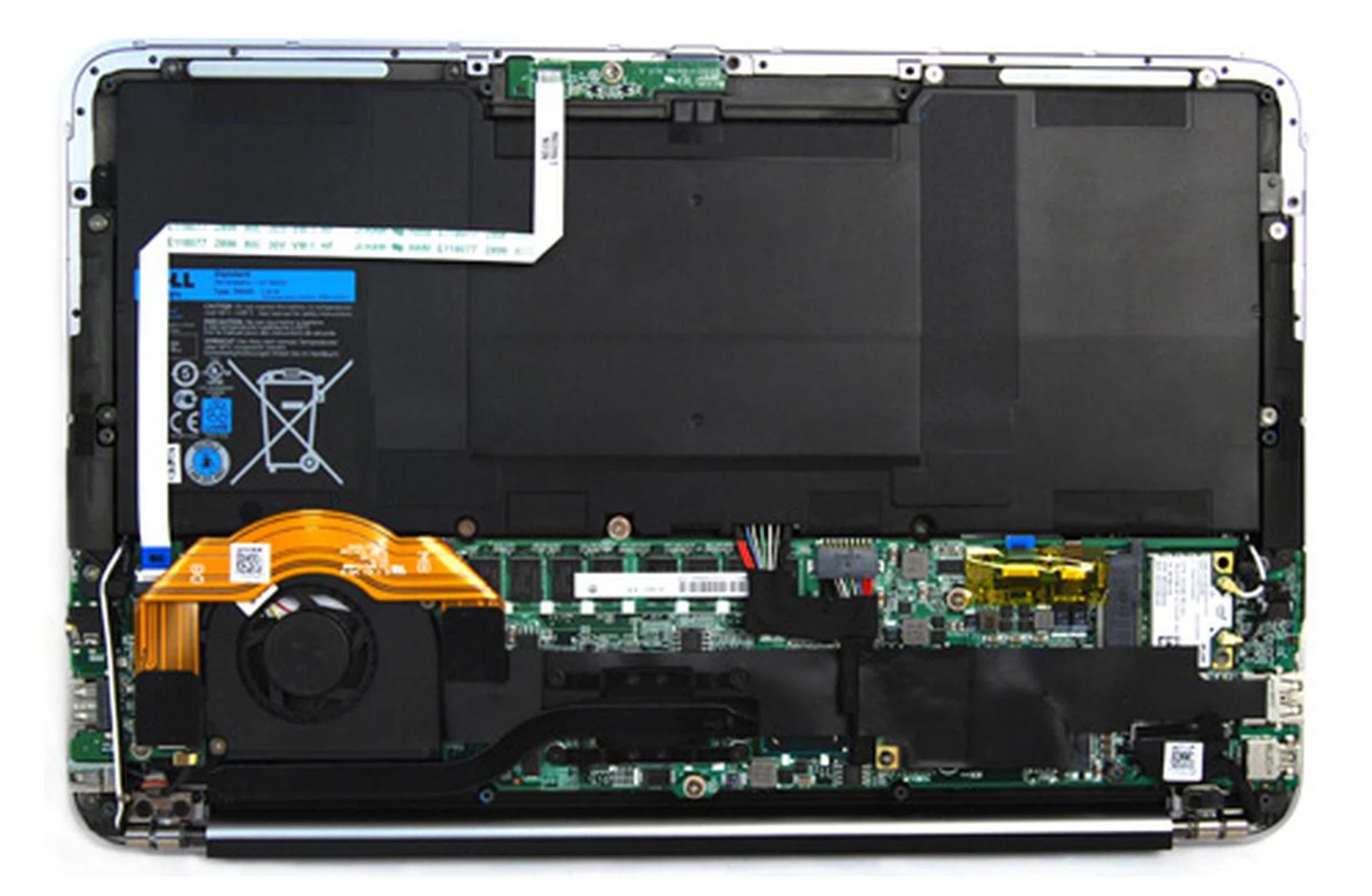 Most of the space inside the XPS 13 is taken up by its battery.