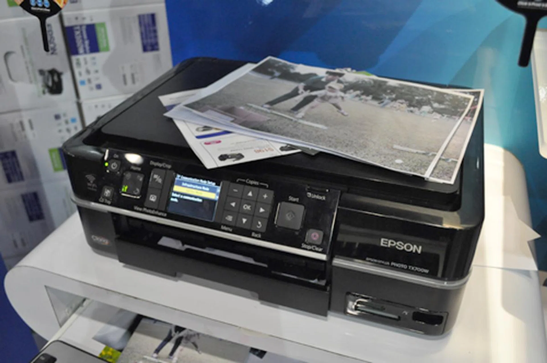 The Epson TX700W is going to be the talk of the town. Priced at $338 and one of the star buys at the Epson booth, the photo inkjet printer attains printing speeds of up to 40 pages per minute for both color and mono. It also comes with Wi-Fi connectivity to keep those pesky wires away.