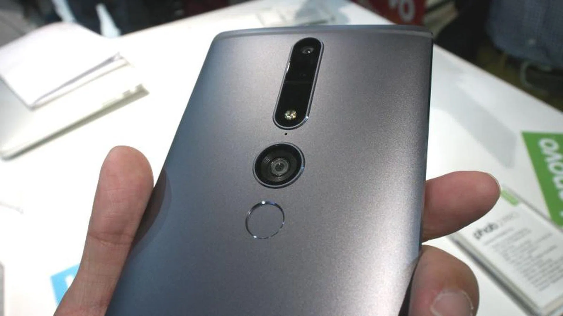 Close up of the three cameras that make up the Tango array.