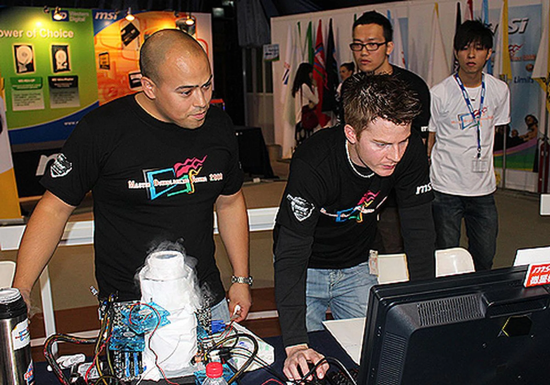 Anders and John from Team Denmark look on longingly hoping their system will pull through for that one successful run.