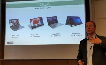 Lenovo's Matt Bereda, Vice President of Global Consumer Marketing taking us through the Yoga updates at Lenovo Tech Life, IFA 2019, Berlin.