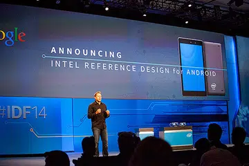 Douglas W. Fisher, corporate vice president and general manager of the Software and Services Group for Intel Corporation announcing the Intel Reference Design for Android program at this morning's IDF keynote.