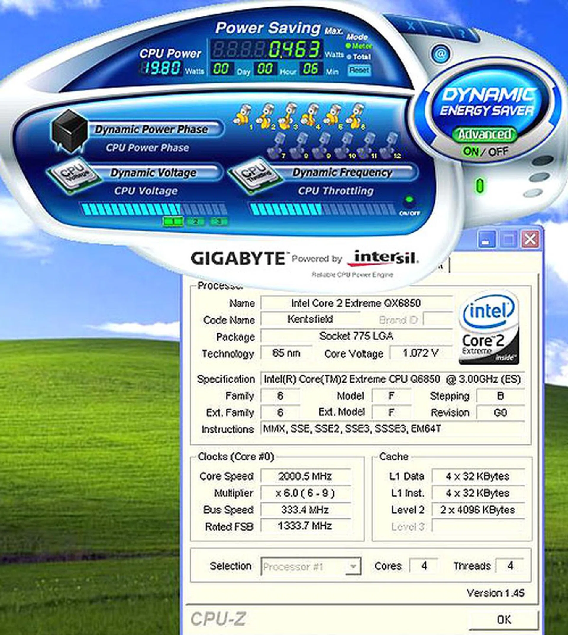 We noticed the CPU voltage taking a slight dip when we enabled Gigabyte's Dynamic Energy Saver Advanced and CPU voltage at the lowest level.