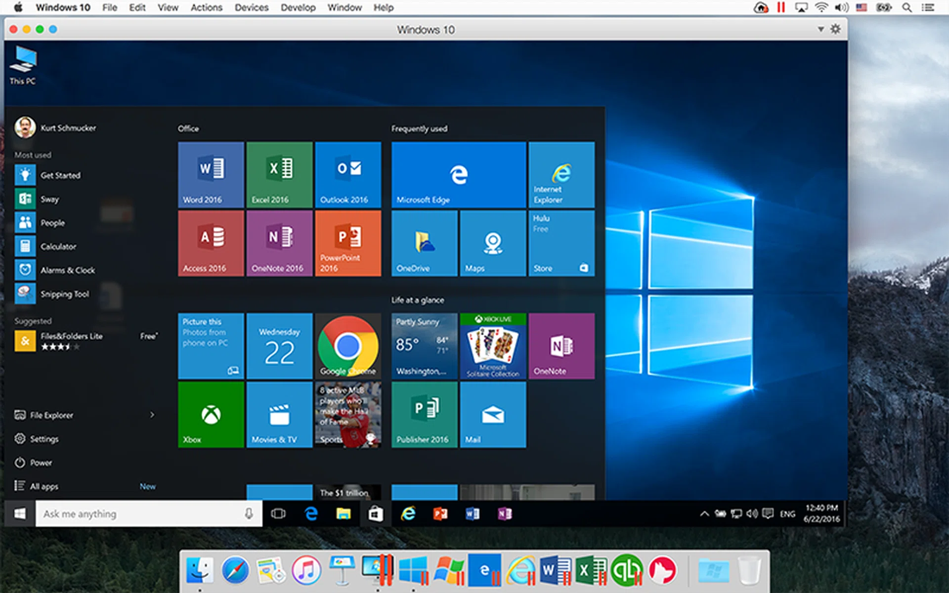 The major draw of Parallels' virtualization software is that it lets Mac users run Windows app as if it were another Mac app.