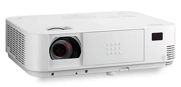 The NEC M403H is a 4000-lumen, full HD-capable DLP projector equipped with a 1.7x optical zoom lens and dual HDMI inputs. (Image source: NEC.)