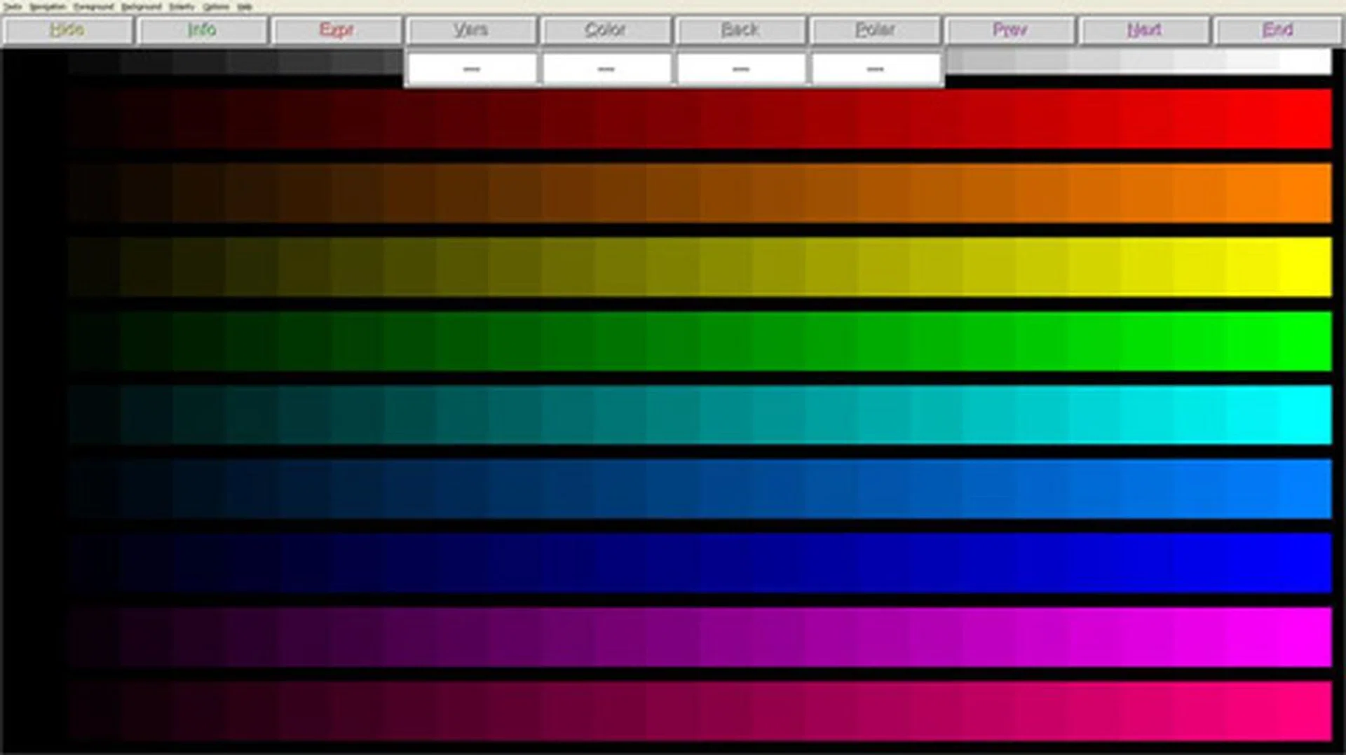 You can see the gradients for the various different colors and shades in this screen capture.