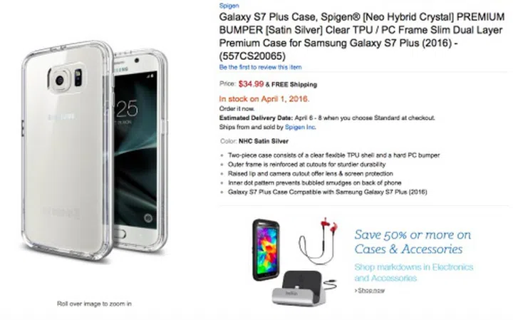 The Spigen case for the Samsung Galaxy S7 Plus. <br> Image source: Amazon