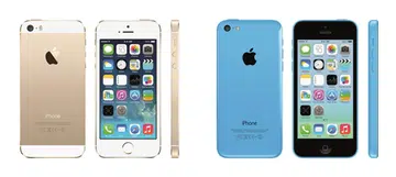 The Apple iPhone 5S (left) and iPhone 5C (right). <br>Image source: Apple