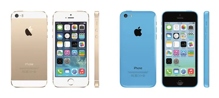 The iPhone 5S (left) and iPhone 5C (right).
