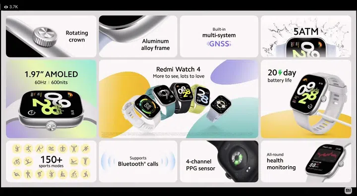 The Redmi Watch 4. (Click to view a larger image)