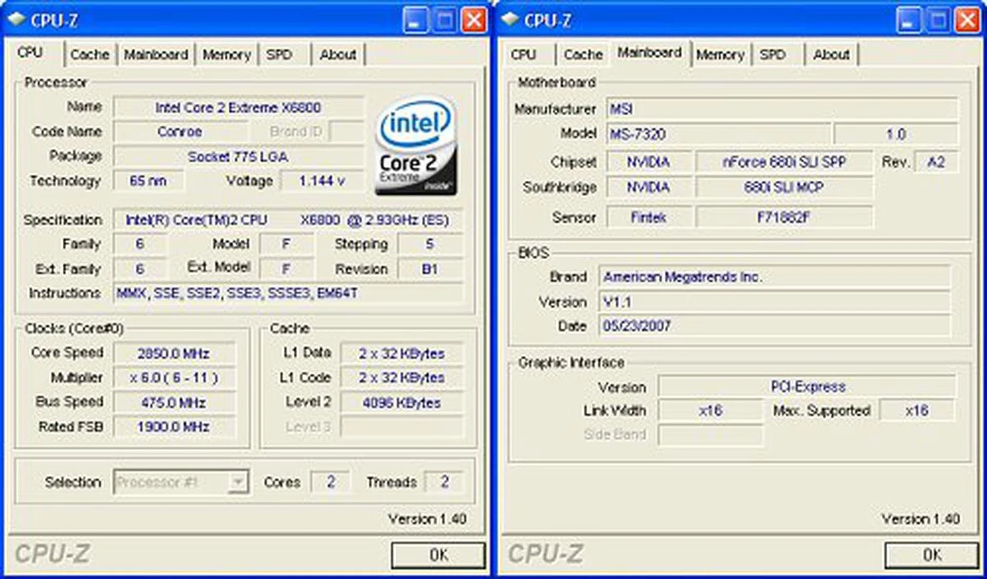 CPU-Z overclocking screenshot. Click for full sized image.