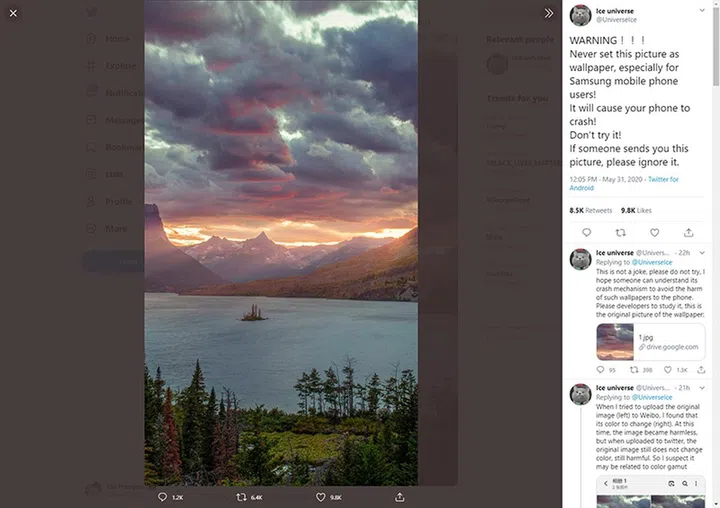 Twitter user @UniverseIce, with the original image in a separate Google Drive link on his feed. PSA: Do not download and set as wallpaper.